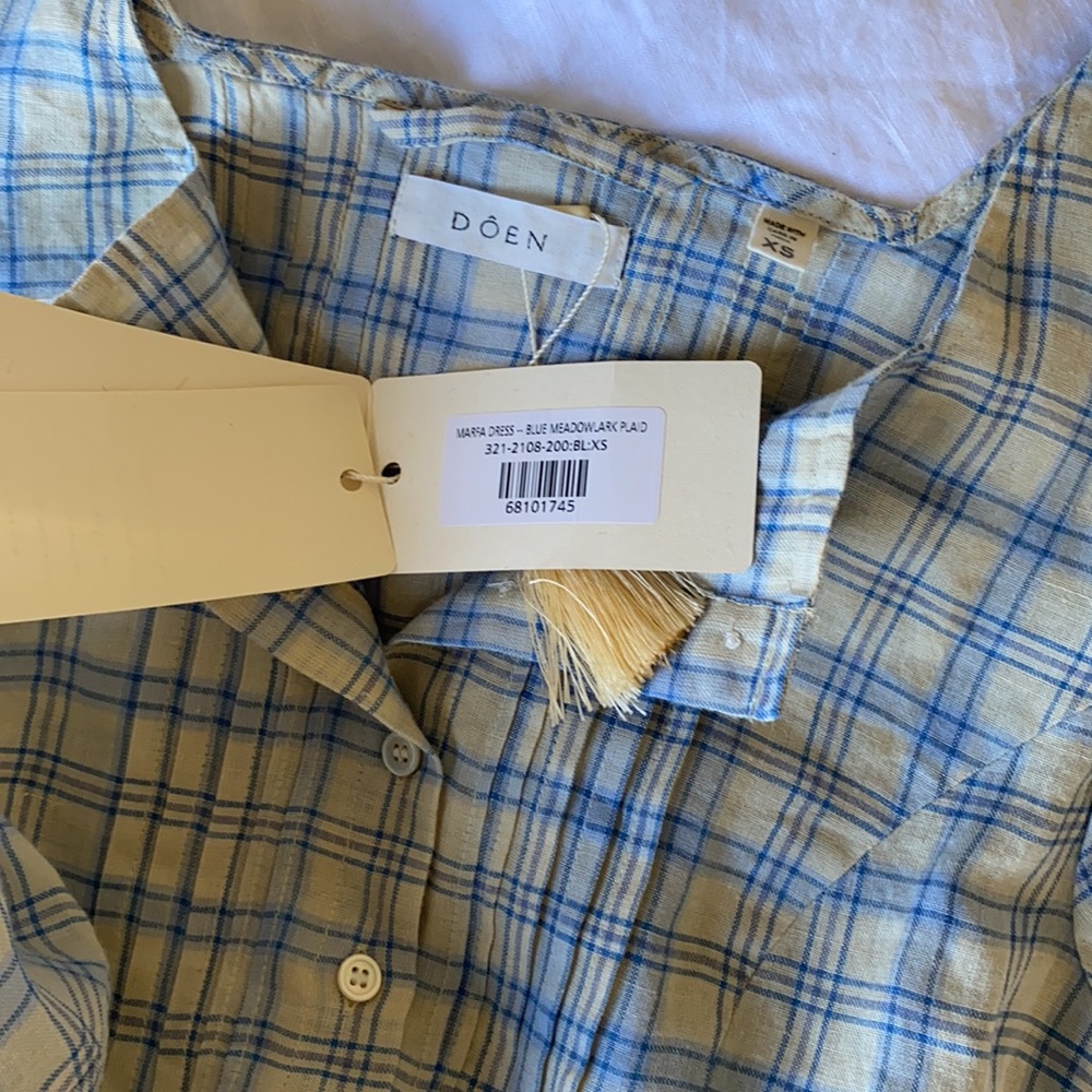 Doen - Marfa dress - blue Meadowlark plaid - size XS - BNWT - Picture 4 of 8